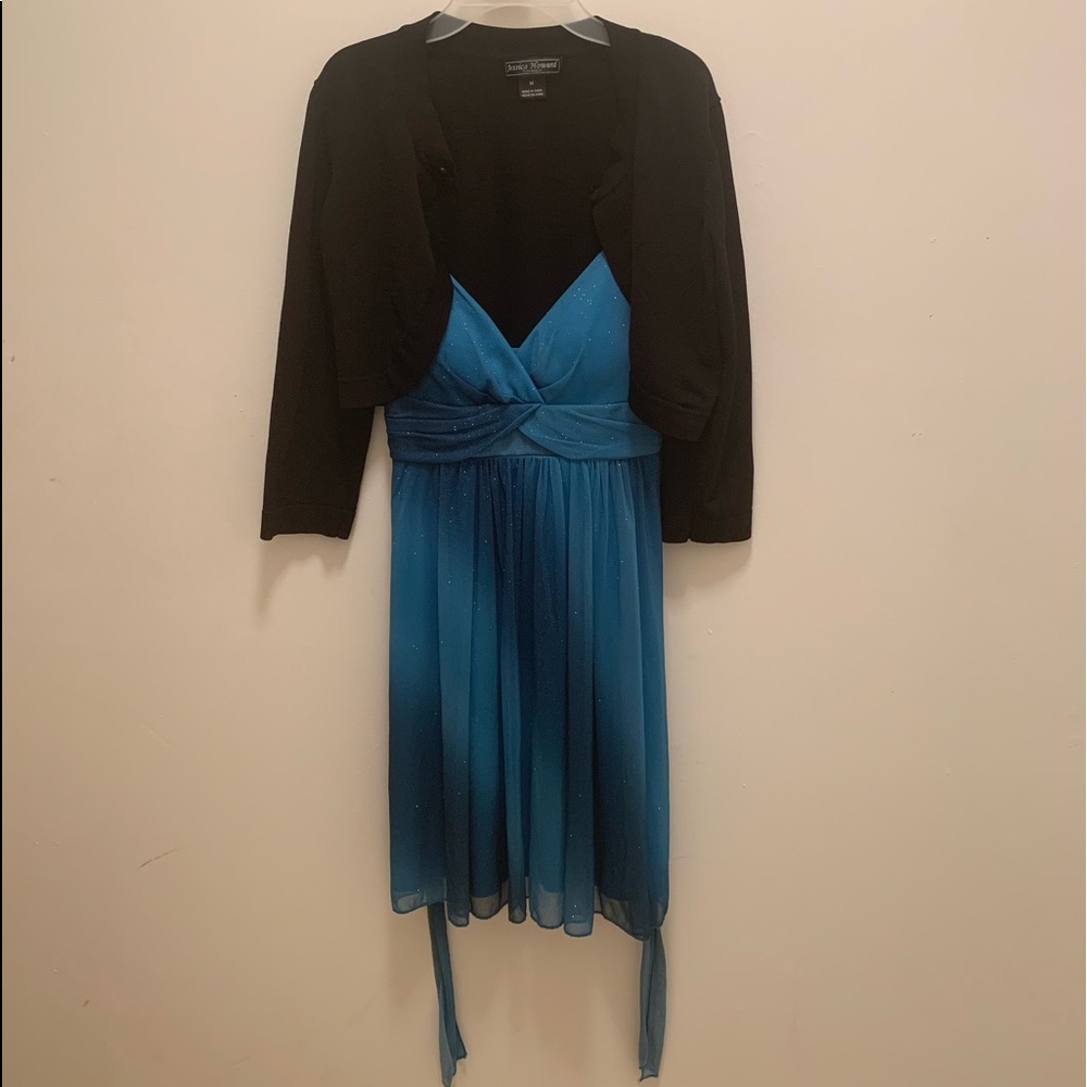 A blue sparkly dress